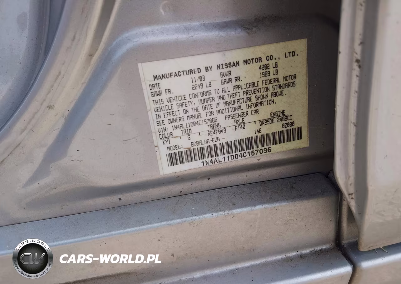 2004 Nissan Altima 2.5 S VIN:1N4AL11D04C157086 - 8