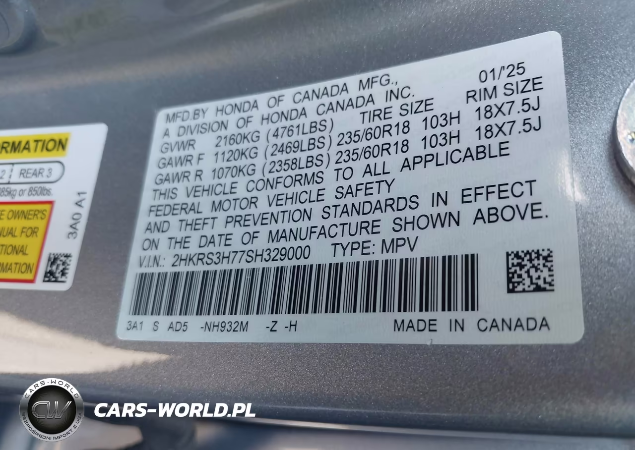 2025 Honda Cr-V Ex-L 2Wd VIN:2HKRS3H77SH329000 - 9