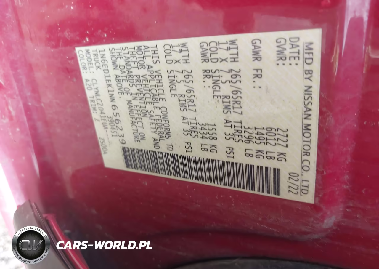 2022 Nissan Frontier Sv 4X4 VIN:1N6ED1EK1NN656239 - 9