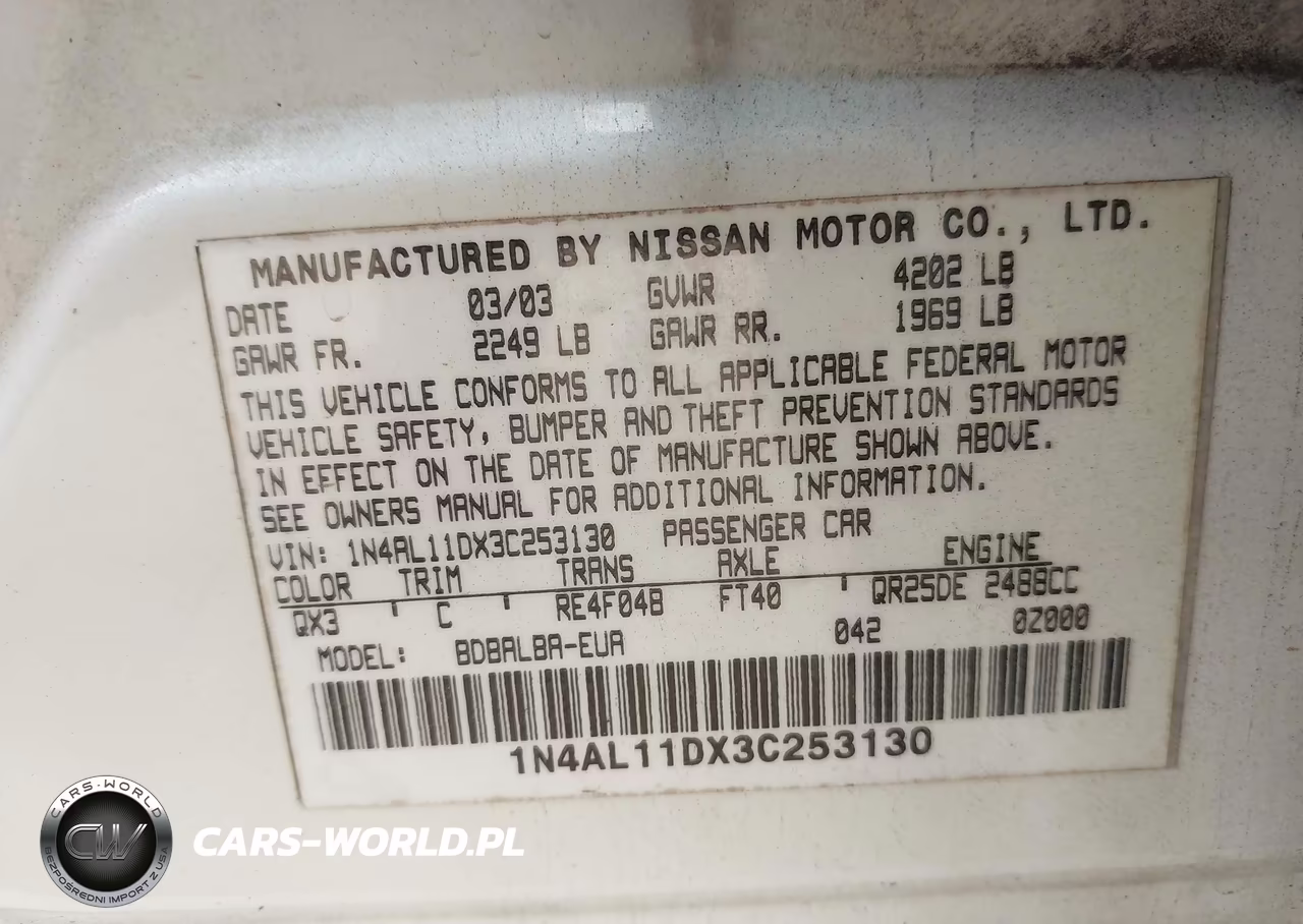 2003 Nissan Altima 2.5 Sl VIN:1N4AL11DX3C253130 - 9
