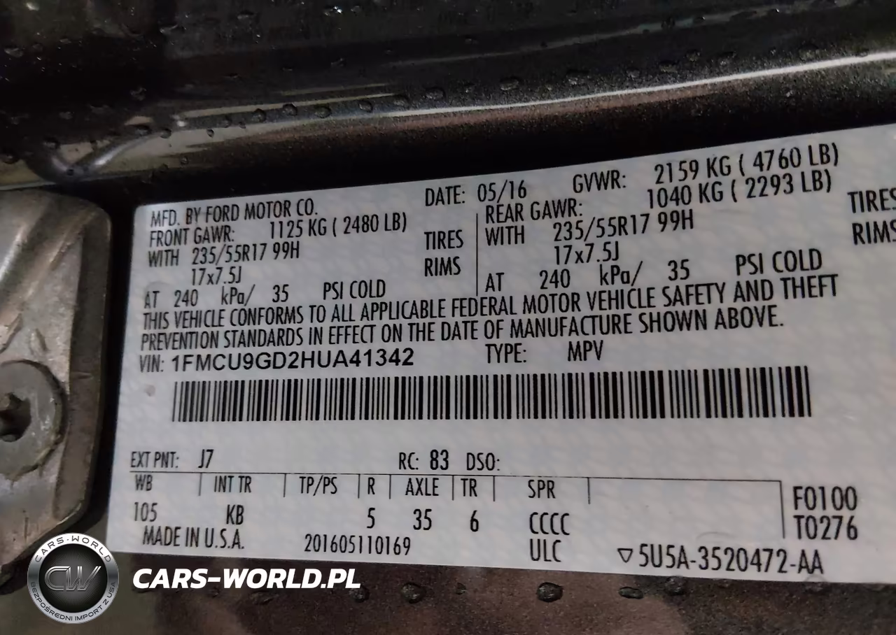 2017 Ford Escape Se VIN:1FMCU9GD2HUA41342 - 9