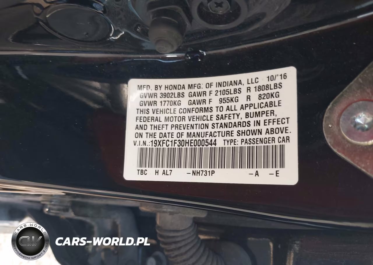 2017 Honda Civic Ex-T VIN:19XFC1F30HE000544 - 9