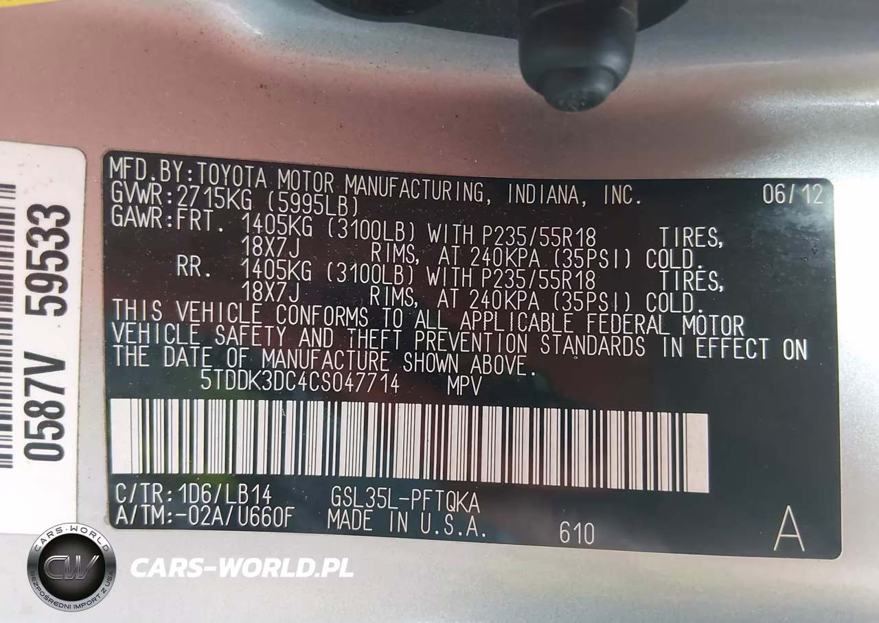 2012 Toyota Sienna Xle 7 Passenger VIN:5TDDK3DC4CS047714 - 9