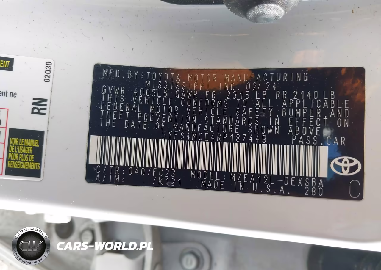 2024 Toyota Corolla Se VIN:5YFS4MCE4RP187449 - 9