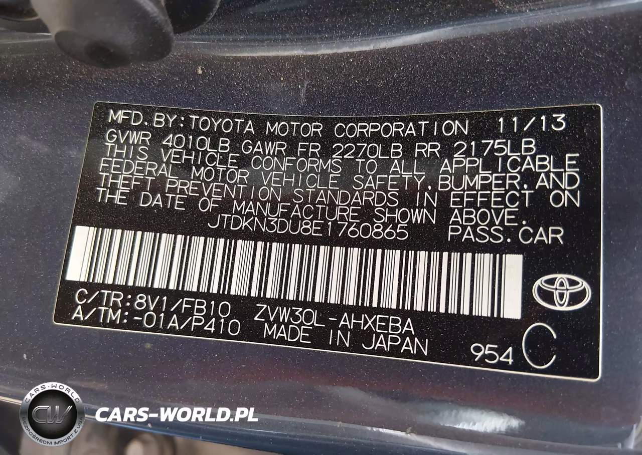 2014 Toyota Prius Two VIN:JTDKN3DU8E1760865 - 9