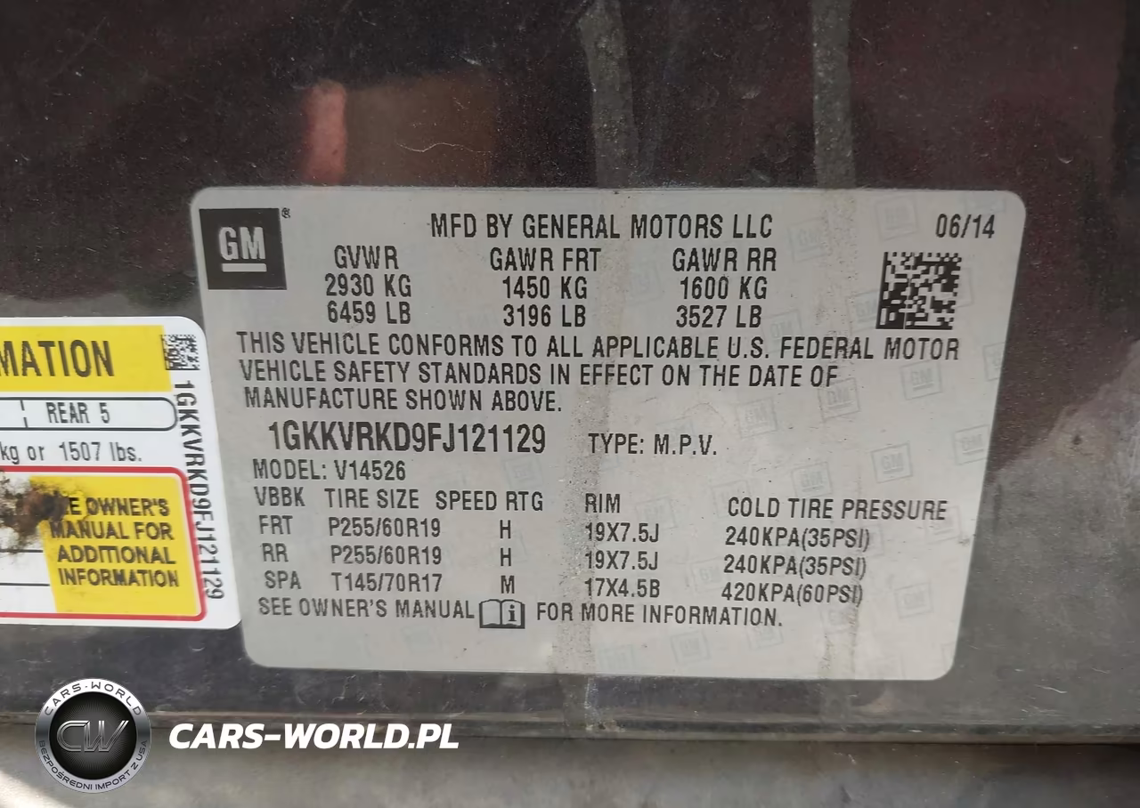 2015 GMC Acadia Slt VIN:1GKKVRKD9FJ121129 - 9