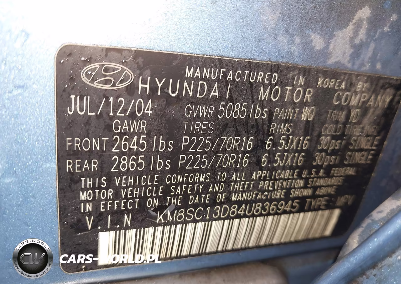 2004 Hyundai Santa Fe Gls VIN:KM8SC13D84U836945 - 9