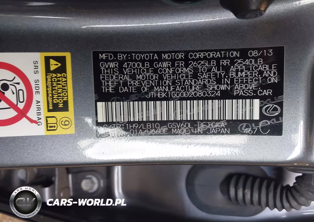 2013 Lexus Es 350 VIN:JTHBK1GG0D2080324 - 9