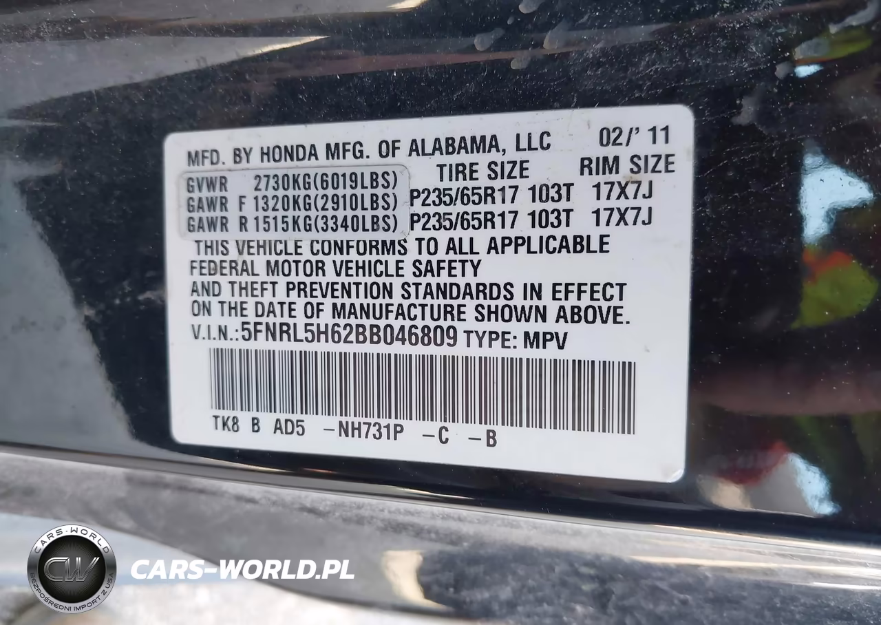2011 Honda Odyssey Ex-L VIN:5FNRL5H62BB046809 - 9