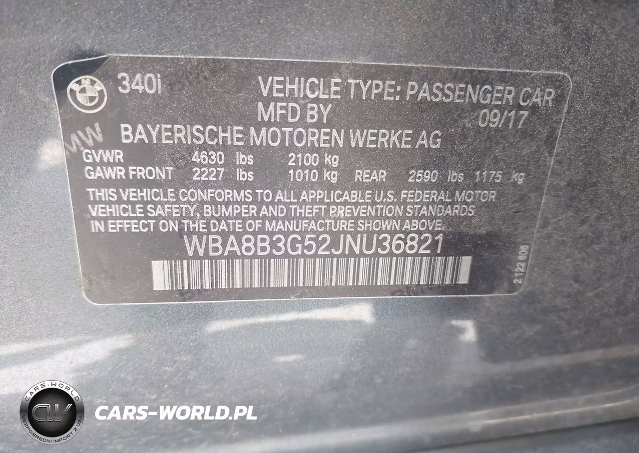 2018 BMW 340I VIN:WBA8B3G52JNU36821 - 9