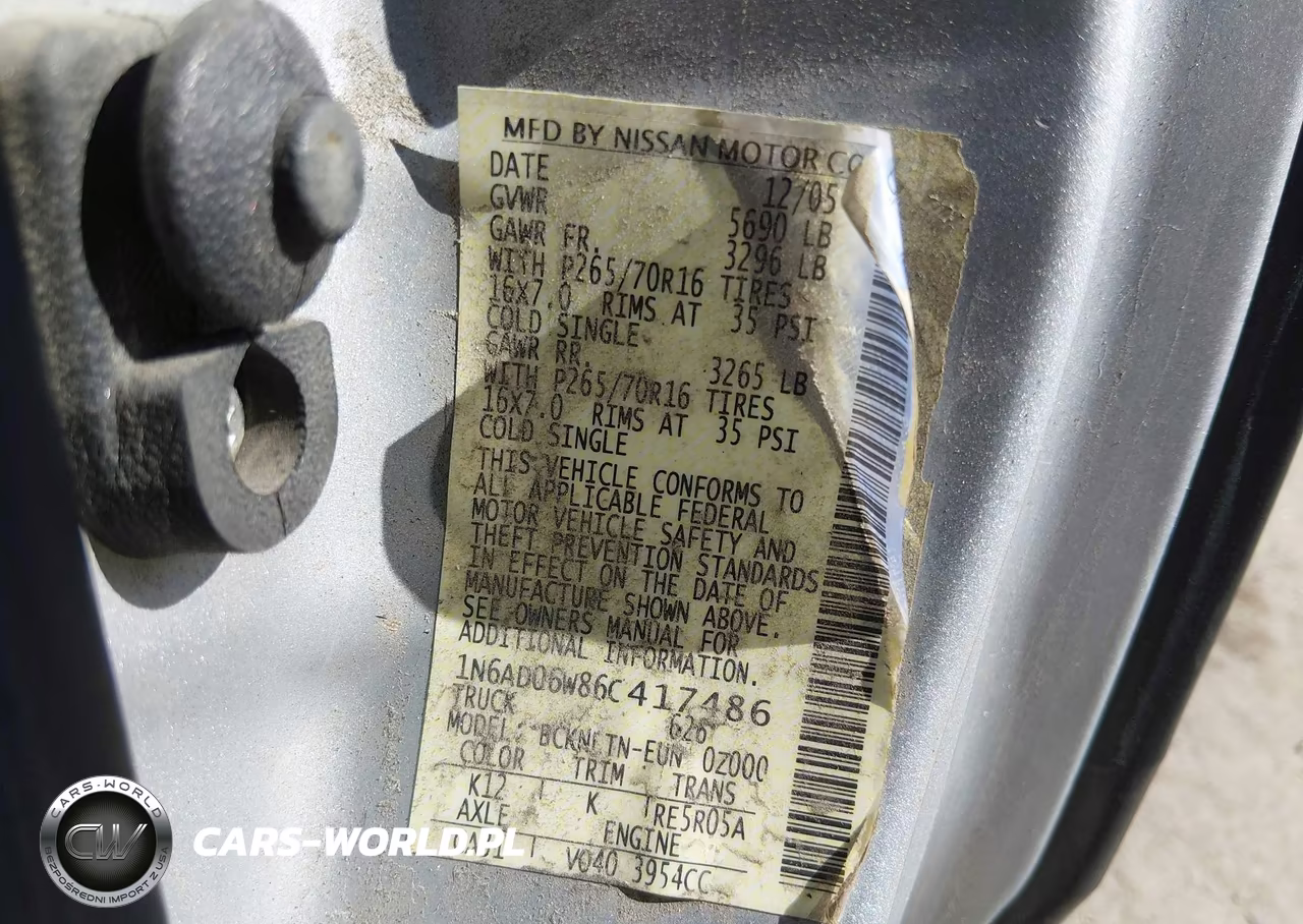 2006 Nissan Frontier Se VIN:1N6AD06W86C417486 - 9