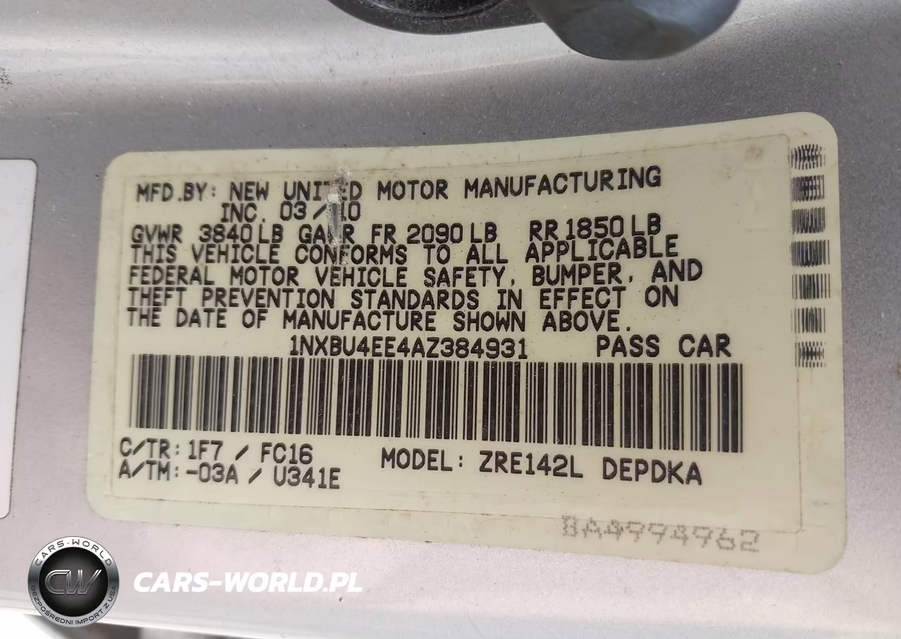 2010 Toyota Corolla Le VIN:1NXBU4EE4AZ384931 - 9