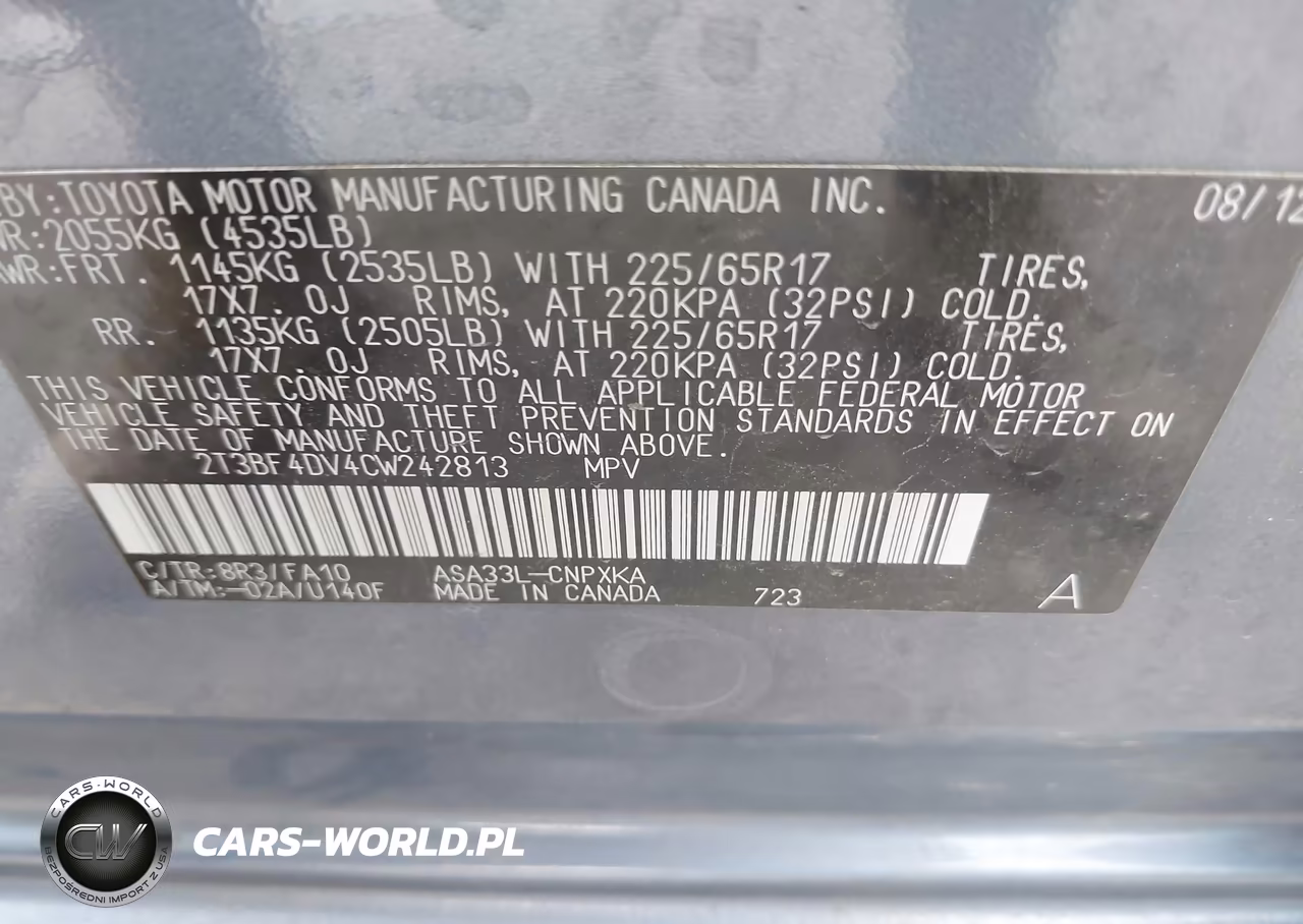 2012 Toyota Rav4 VIN:2T3BF4DV4CW242813 - 9