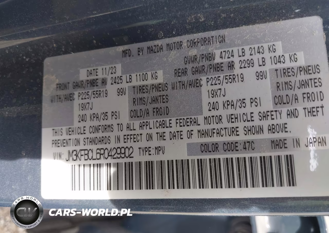2024 Mazda Cx-5 2.5 S Carbon Edition VIN:JM3KFBCL6R0429902 - 9