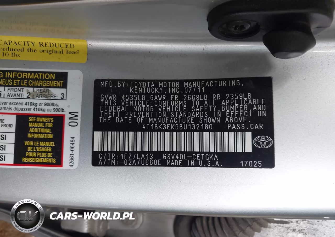 2011 Toyota Camry Xle V6 VIN:4T1BK3EK9BU132180 - 9