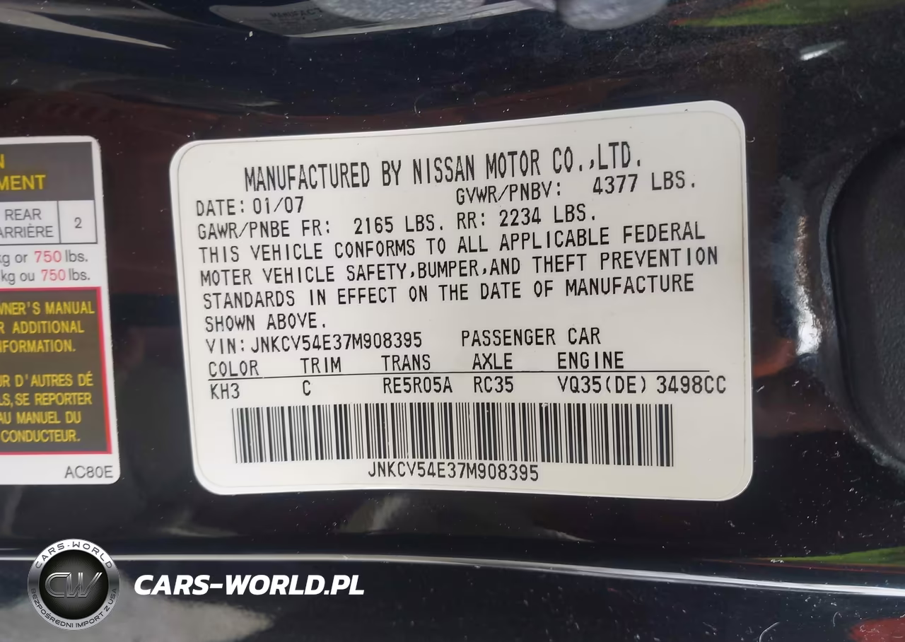 2007 Infiniti G35 VIN:JNKCV54E37M908395 - 9