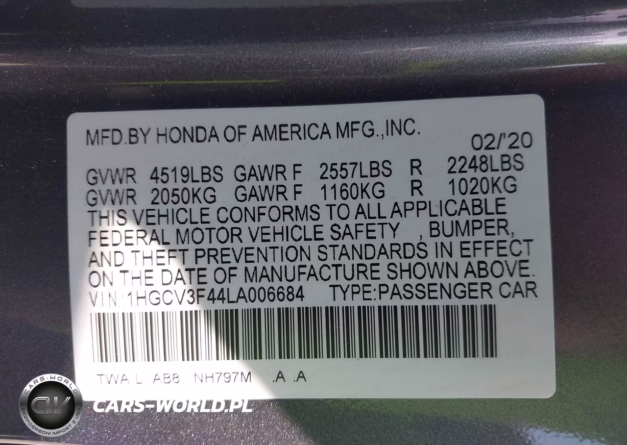 2020 Honda Accord Hybrid Ex VIN:1HGCV3F44LA006684 - 9