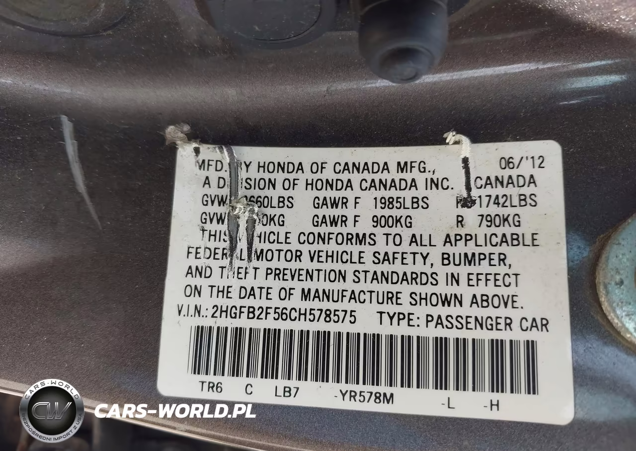 2012 Honda Civic Lx VIN:2HGFB2F56CH578575 - 9
