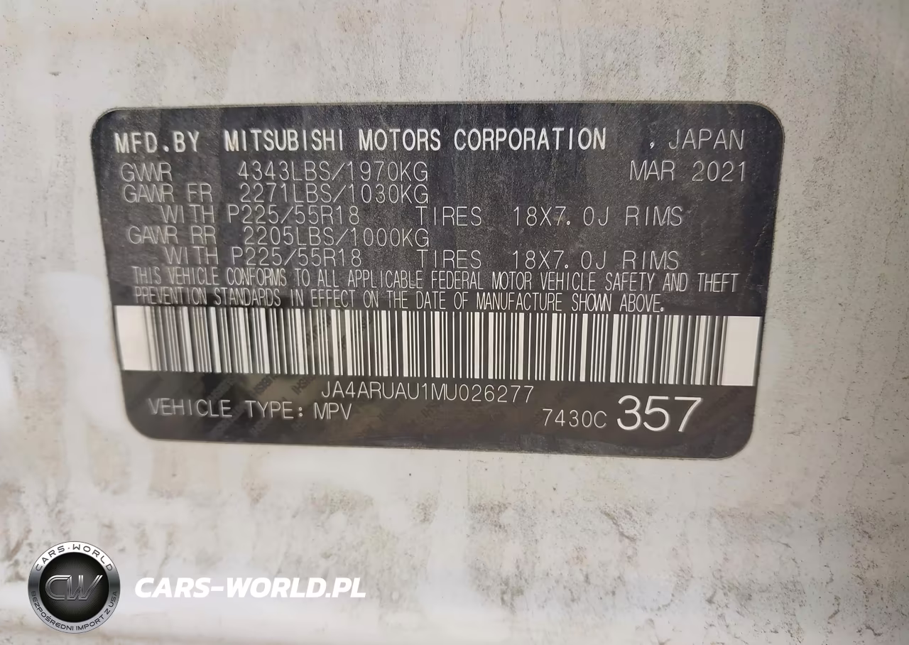 2021 Mitsubishi Outlander Sport 2.0 Be Awc-2.0 Es Awc-2.0 Le Awc-2.0 Se Awc VIN:JA4ARUAU1MU026277 - 9