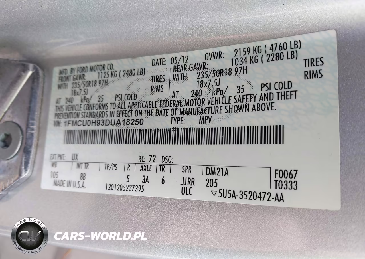 2013 Ford Escape Sel VIN:1FMCU0H93DUA18250 - 9