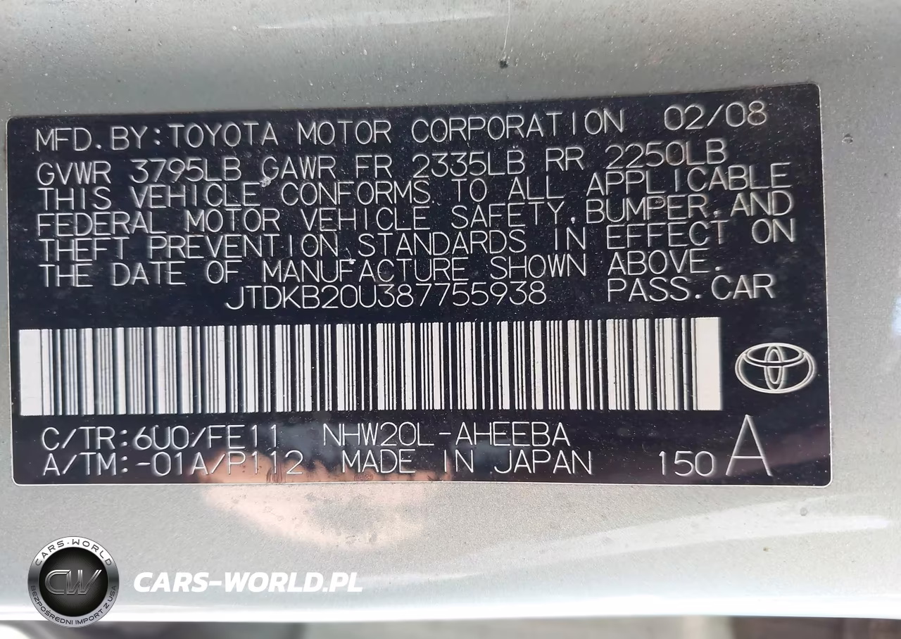 2008 Toyota Prius VIN:JTDKB20U387755938 - 9