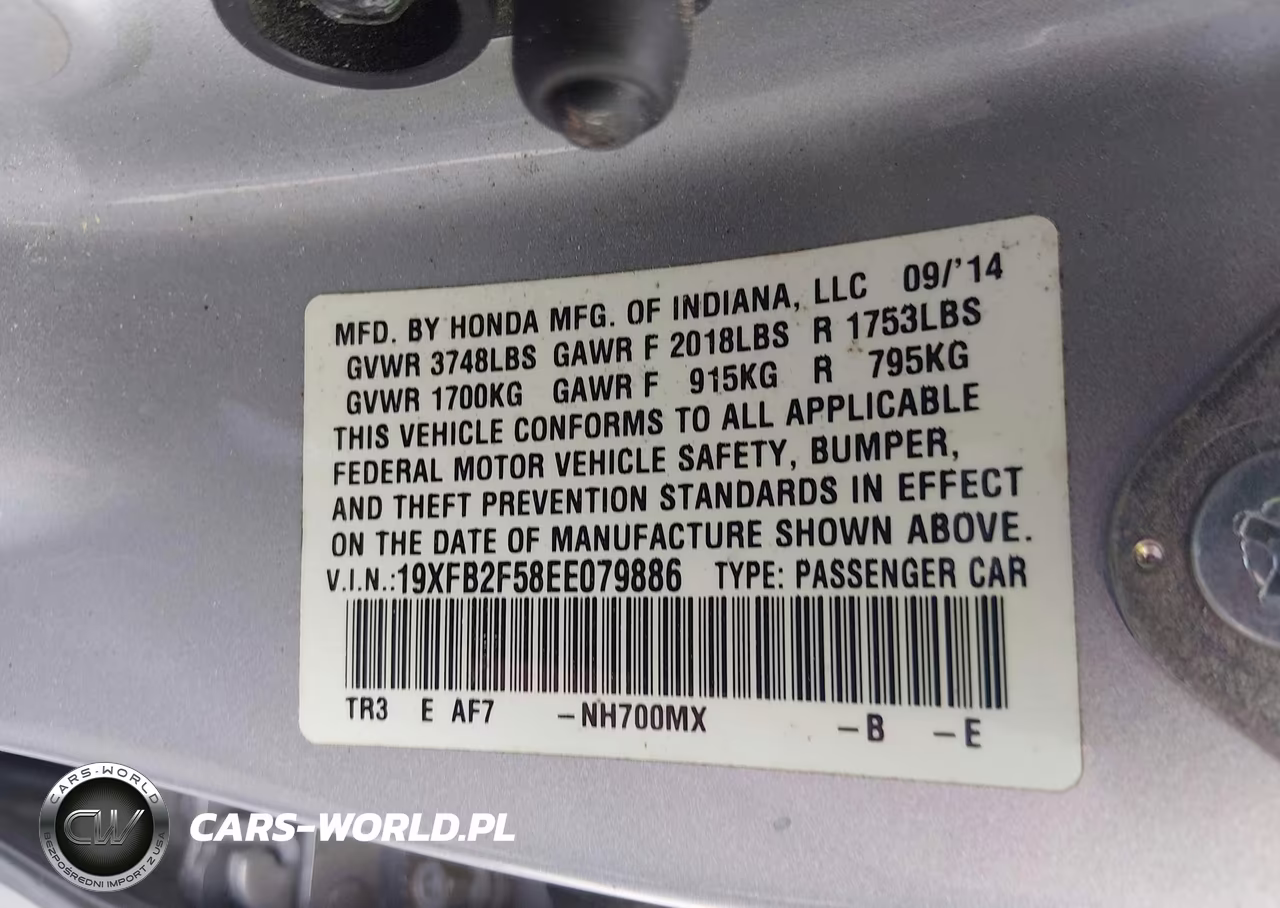 2014 Honda Civic Lx VIN:19XFB2F58EE079886 - 9