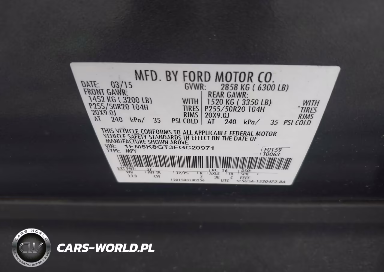 2015 Ford Explorer Sport VIN:1FM5K8GT3FGC20971 - 9