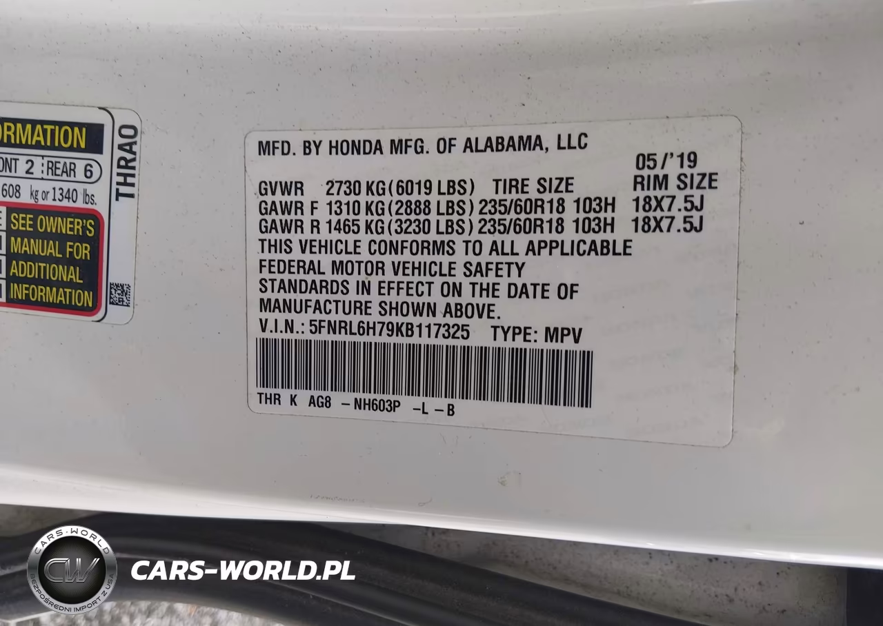 2019 Honda Odyssey Ex-L VIN:5FNRL6H79KB117325 - 9
