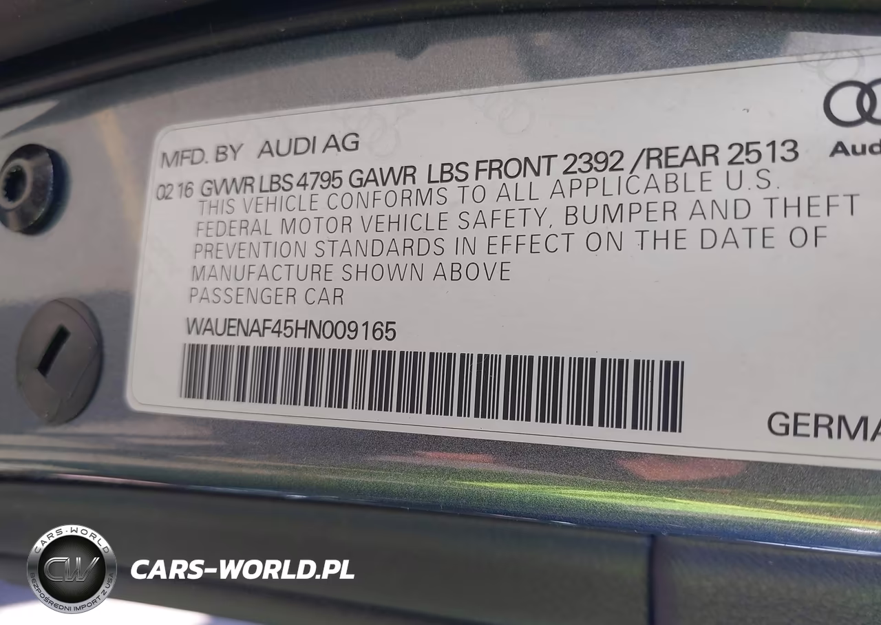 2017 Audi A4 Premium Plus VIN:WAUENAF45HN009165 - 9