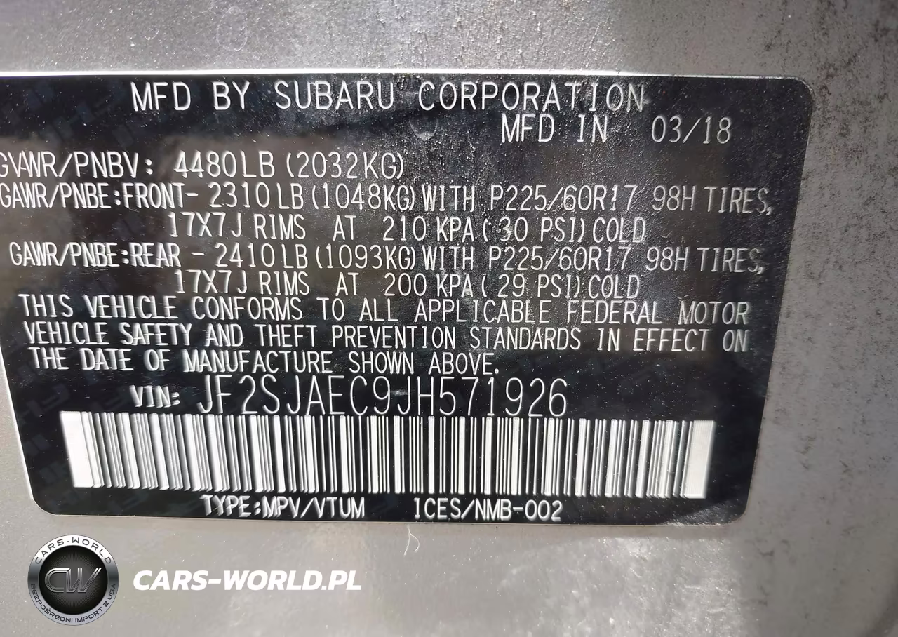 2018 Subaru Forester 2.5I Premium VIN:JF2SJAEC9JH571926 - 9