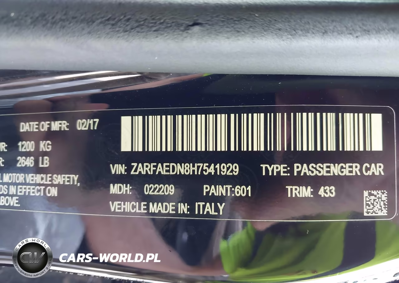 2017 Alfa Romeo Giulia Awd VIN:ZARFAEDN8H7541929 - 9