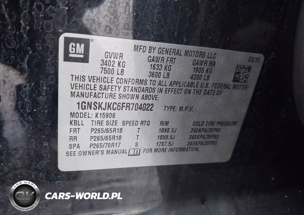 2015 Chevrolet Suburban Lt VIN:1GNSKJKC6FR704022 - 9