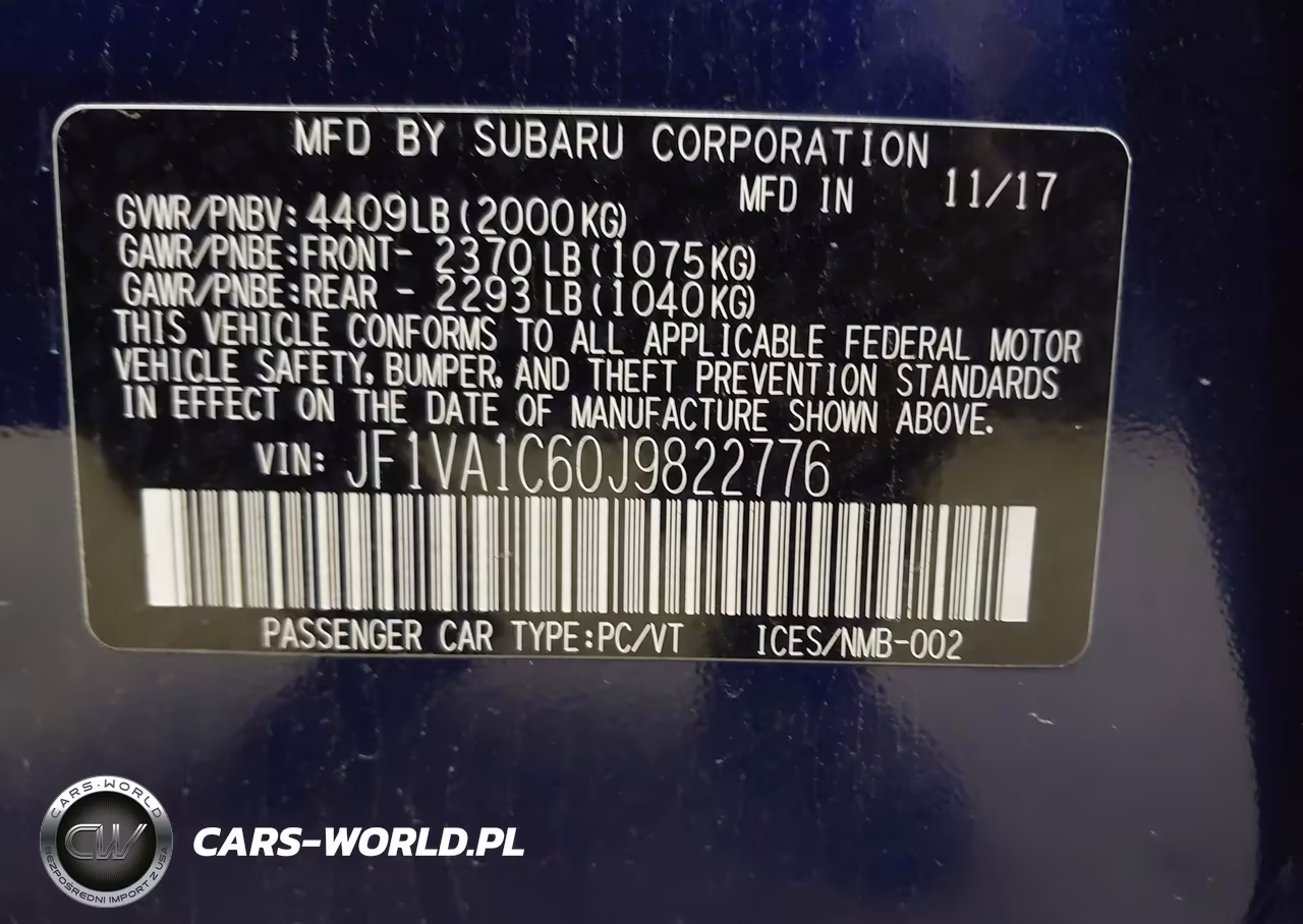 2018 Subaru Wrx Premium VIN:JF1VA1C60J9822776 - 9