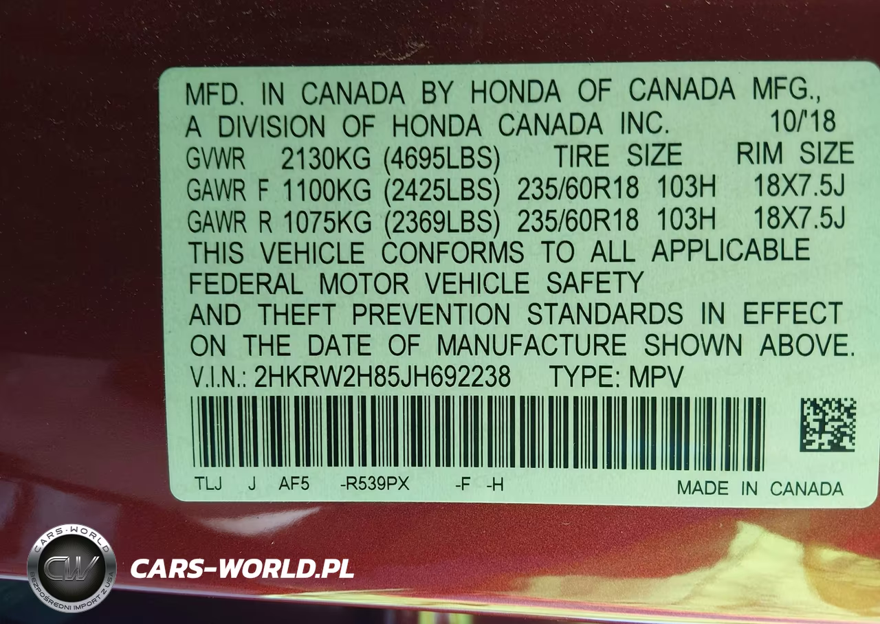 2018 Honda Cr-V Ex-L-Ex-L Navi VIN:2HKRW2H85JH692238 - 9