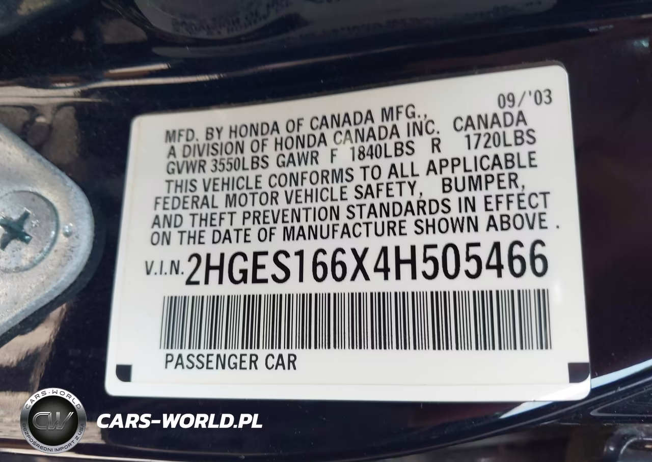 2004 Honda Civic Lx VIN:2HGES166X4H505466 - 9