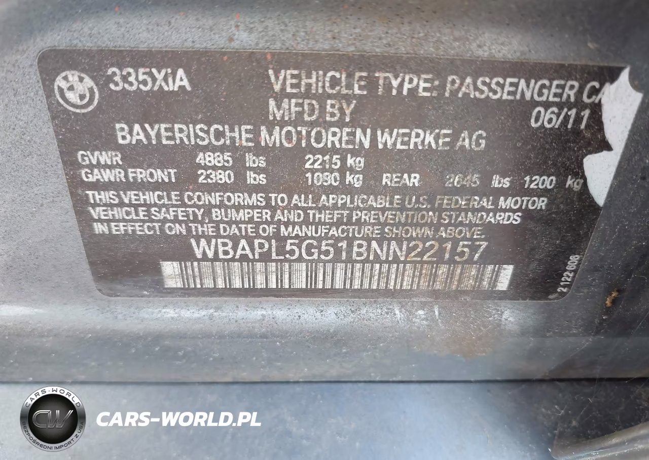 BMW 335I VIN:WBAPL5G51BNN22157 - 9