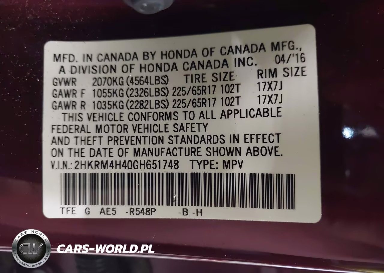 2016 Honda Cr-V Se VIN:2HKRM4H40GH651748 - 9
