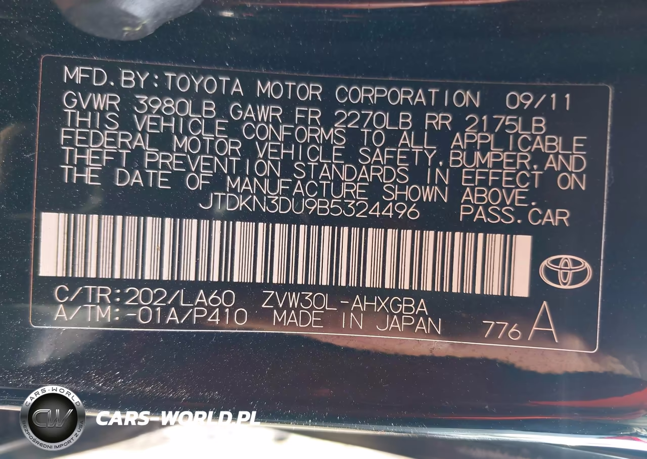 2011 Toyota Prius Four VIN:JTDKN3DU9B5324496 - 9