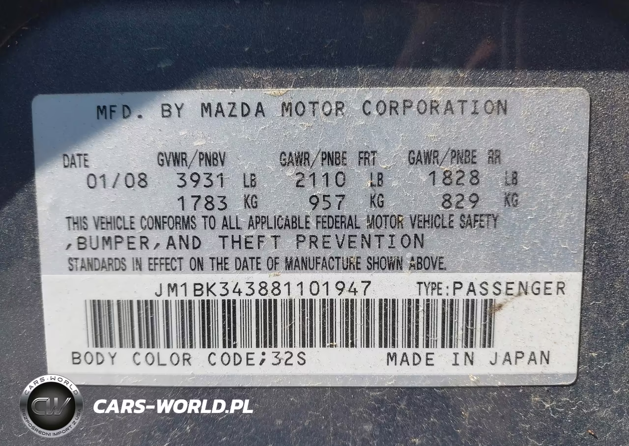 2008 Mazda Mazda3 S Sport VIN:JM1BK343881101947 - 9