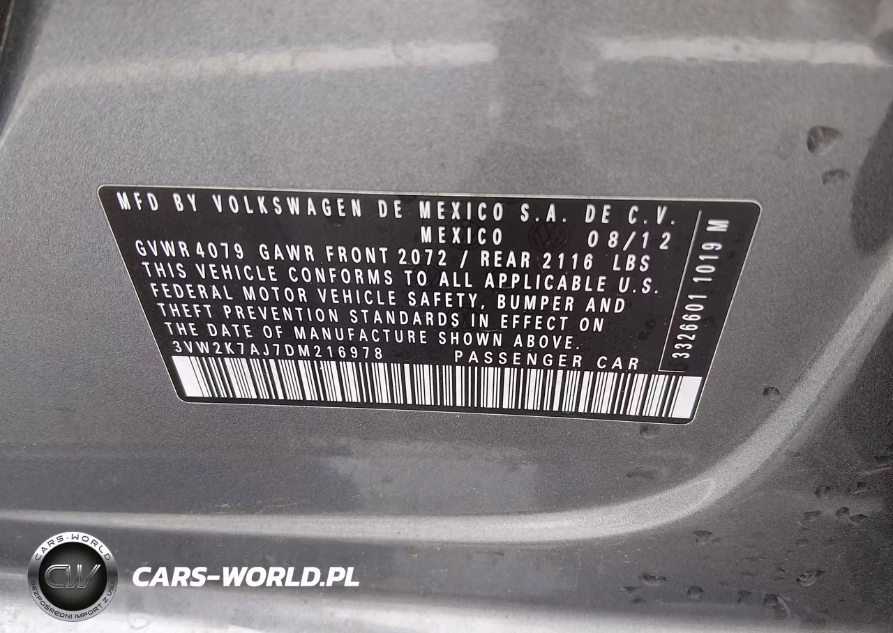 2013 Volkswagen Jetta 2.0L S VIN:3VW2K7AJ7DM216978 - 9
