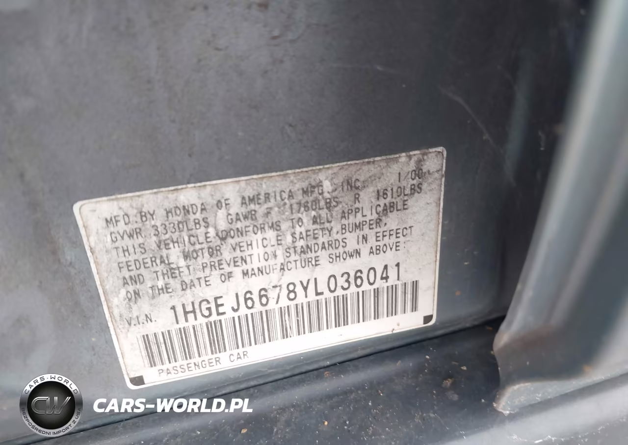 2000 Honda Civic Lx VIN:1HGEJ6678YL036041 - 9