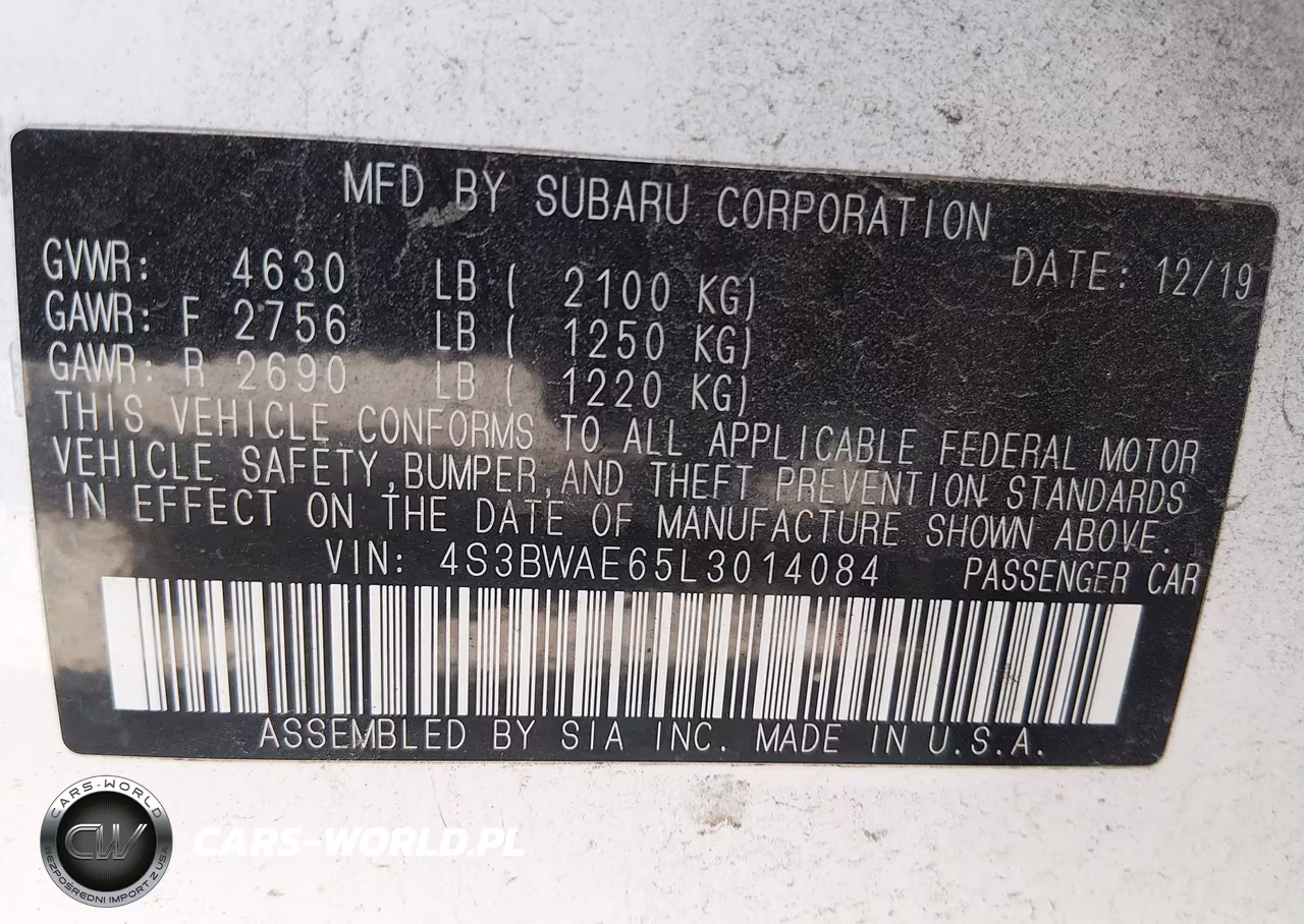 2020 Subaru Legacy Premium VIN:4S3BWAE65L3014084 - 9