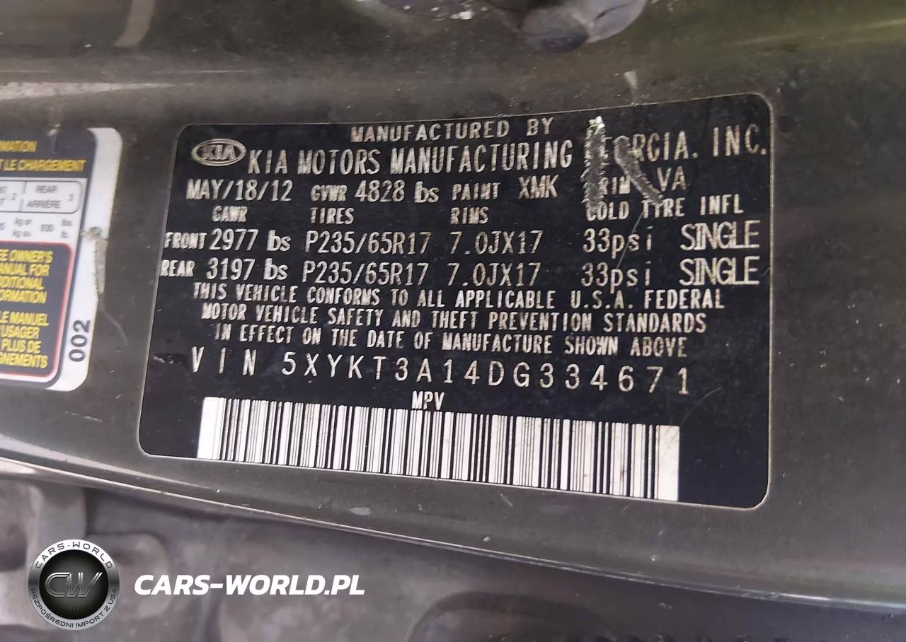 2013 Kia Sorento Lx VIN:5XYKT3A14DG334671 - 9