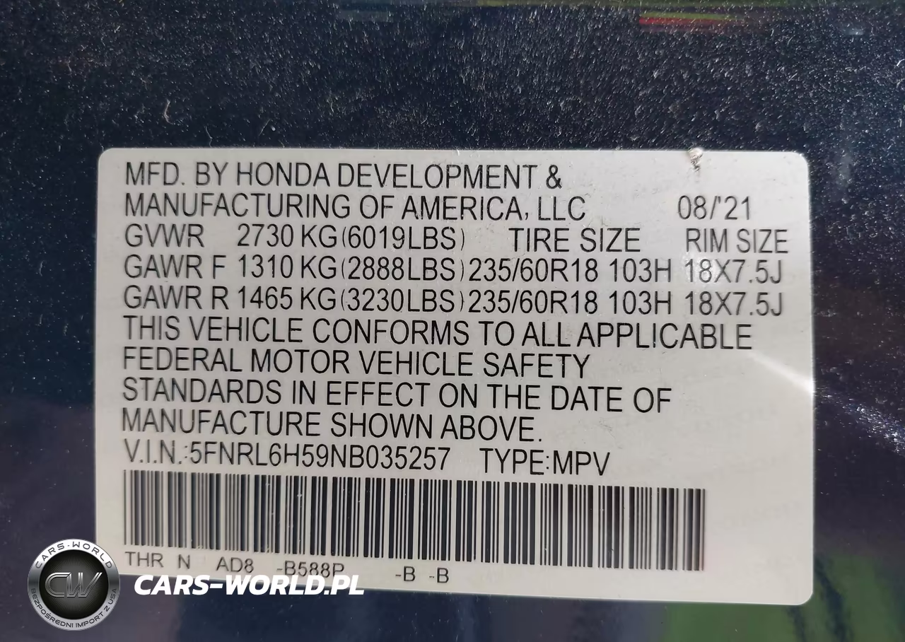 2022 Honda Odyssey Ex VIN:5FNRL6H59NB035257 - 9