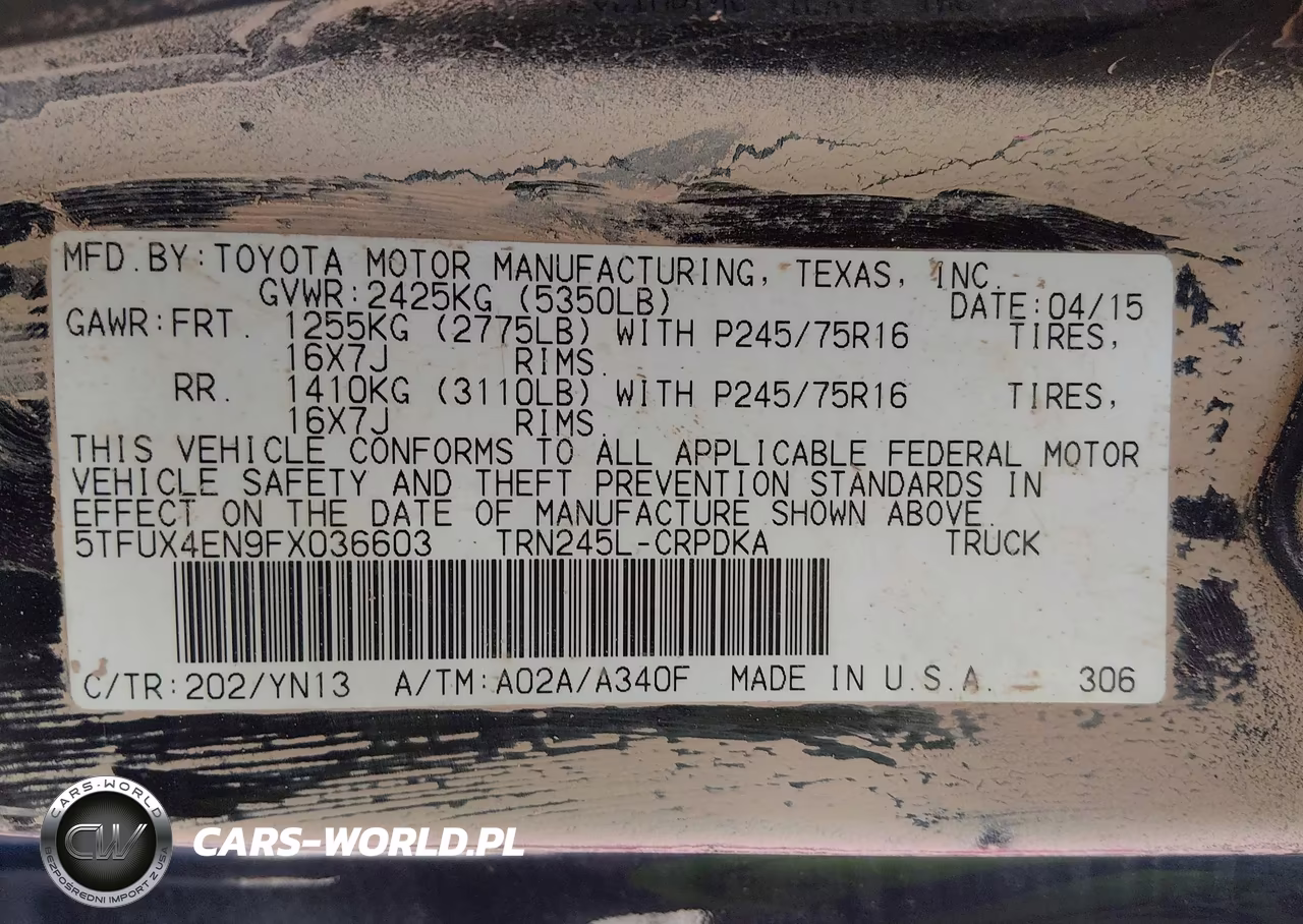 2015 Toyota Tacoma VIN:5TFUX4EN9FX036603 - 9