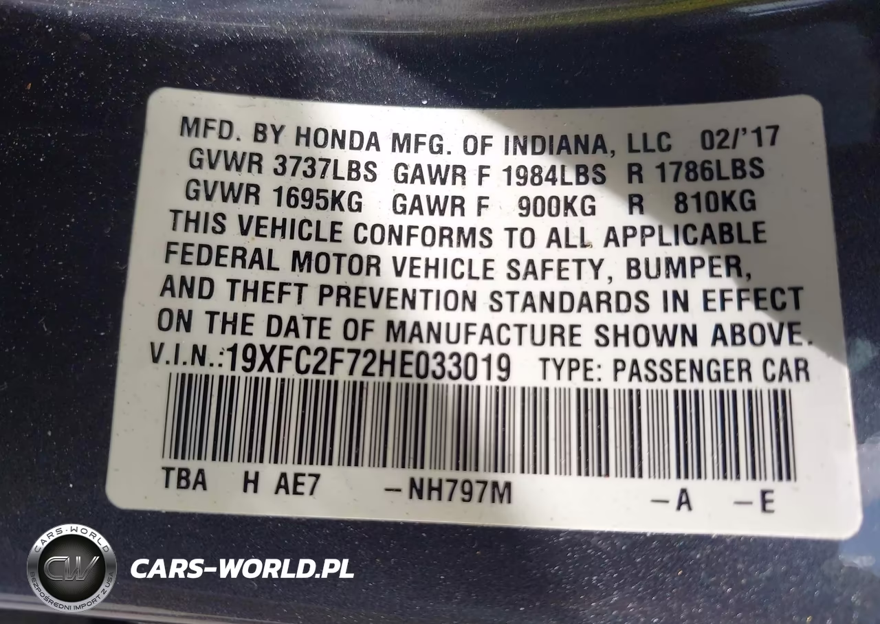 2017 Honda Civic Ex VIN:19XFC2F72HE033019 - 9