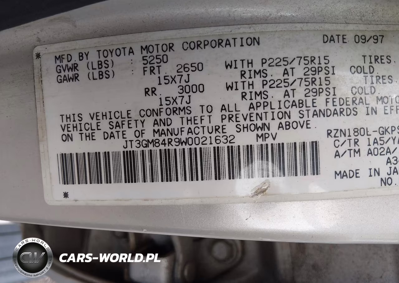 1998 Toyota 4Runner VIN:JT3GM84R9W0021632 - 9