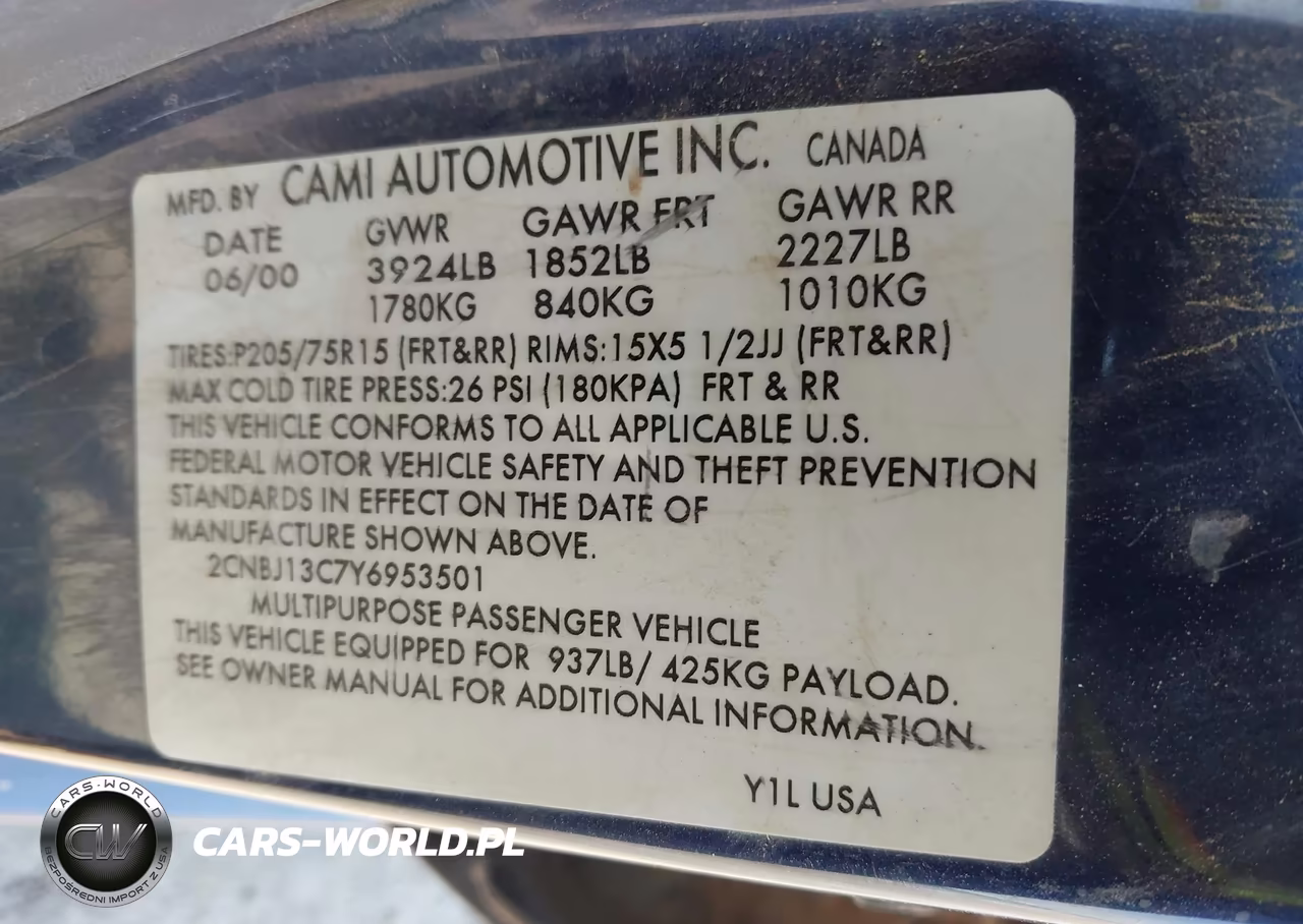 2000 Chevrolet Tracker Hard Top VIN:2CNBJ13C7Y6953501 - 9