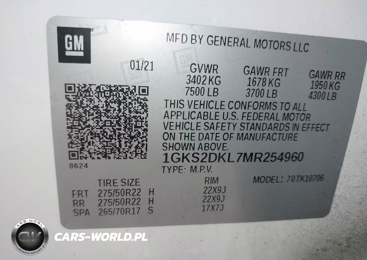 2021 GMC Yukon 4Wd Denali VIN:1GKS2DKL7MR254960 - 9