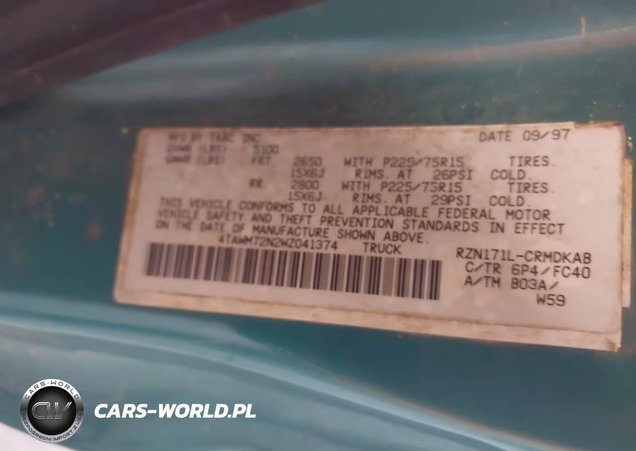 1998 Toyota Tacoma VIN:4TAWM72N2WZ041374 - 9